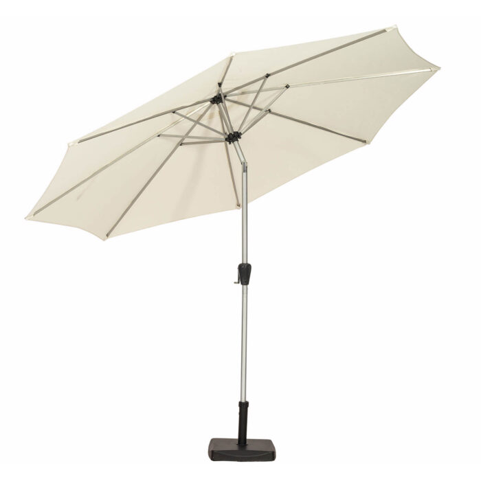 3 meter crank and tilt parasol in ivory with brushed aluminium pole for garden or patio set