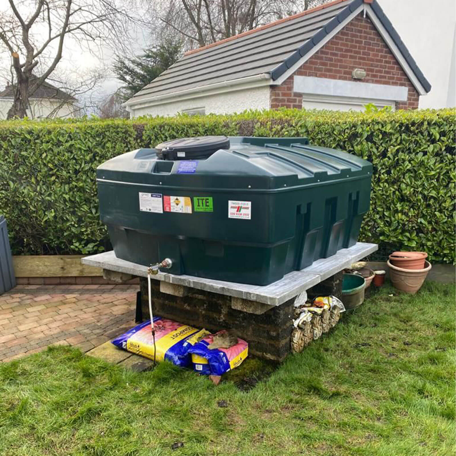 new green oil tank after installation