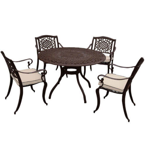 Helens Bay 4 seat round dining garden furniture made from cast aluminium