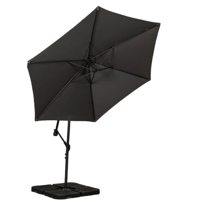 grey 3m standard cantilever powder coated parasol for a corner dining garden furniture set accessory for sun protection
