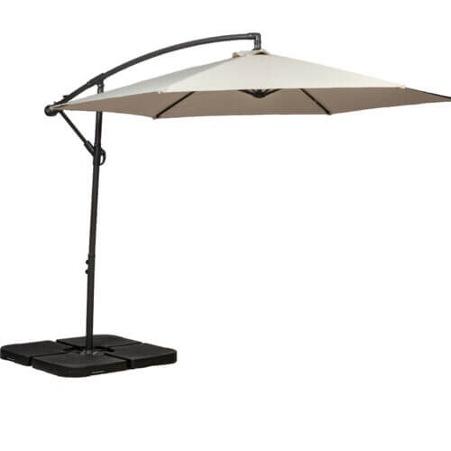 ivory 3m standard cantilever powder coated parasol for a corner dining garden furniture set accessory for sun protection
