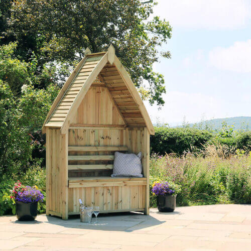 Cheltenham 2 seater wooden Arbour with storage box under seating to enjoy the garden