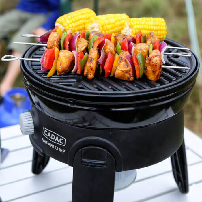 cadac skewers on safari with chicken and peppers
